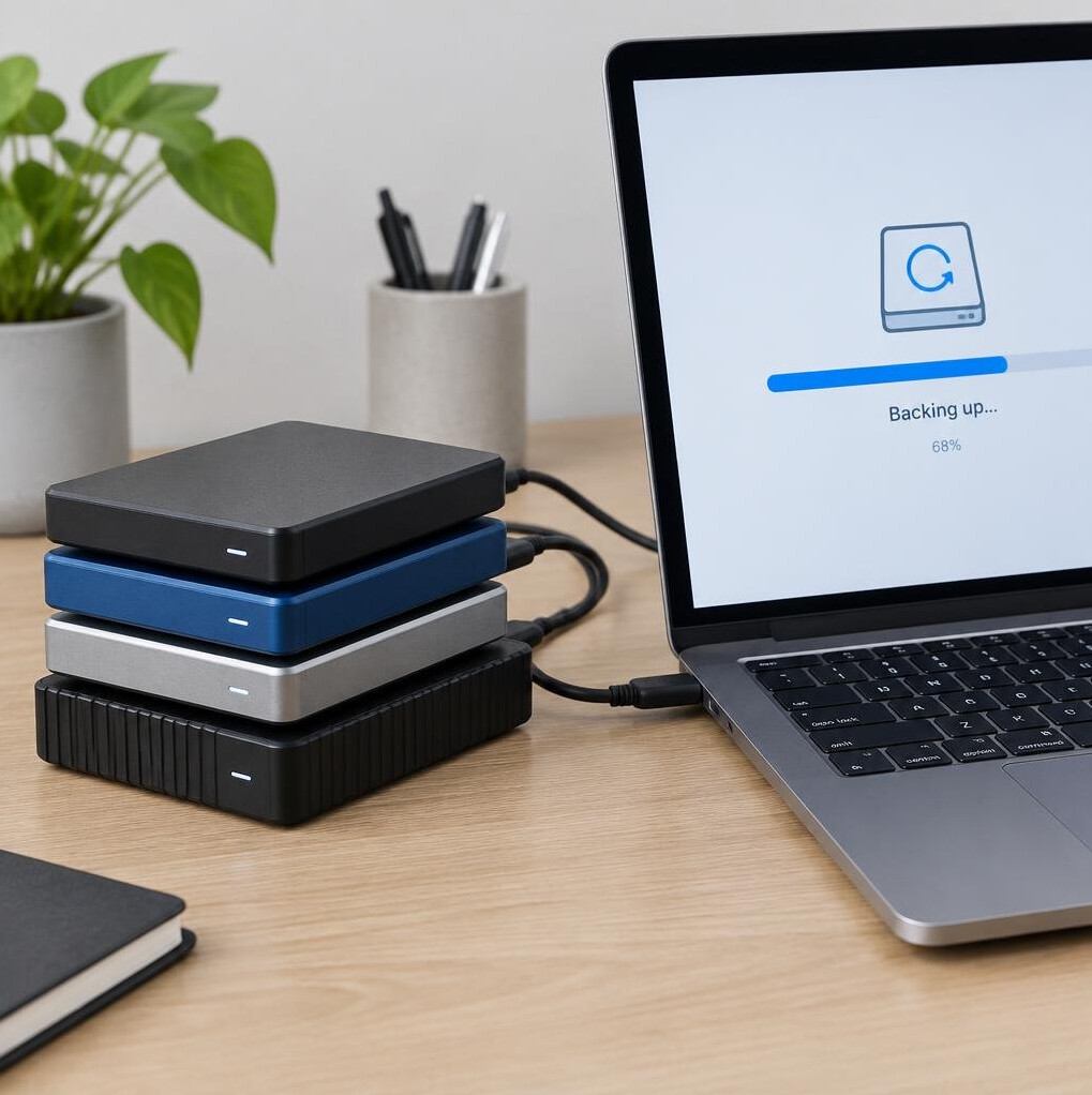 External hard drives used for video footage backup